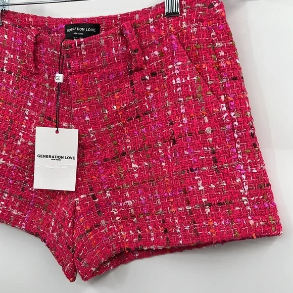 🆕Generation Love Tweed Faye Hot Pink Multi Shorts XS available - Picture 4 of 11